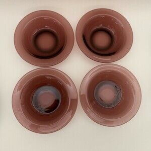 Unbranded Purple or Brown Glass Fruit Sauce Bowls 6 1/4" Lot of 4
